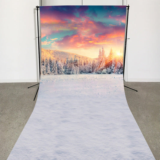 Lofaris Colorful Sunset Winter Scene Photo Booth Backdrop