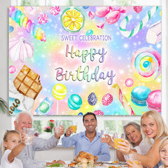 Lofaris Colorful Sweet Celebration Candy Birthday Backdrop