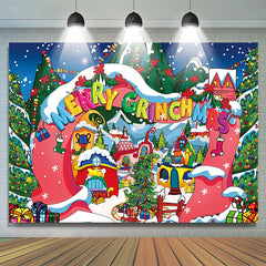 Lofaris Colorful Sweet Whoville Happy Holiday Backdrop