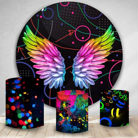 Lofaris Colorful Wine Abstract Black Round Birthday Backdrop