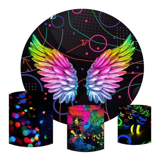 Lofaris Colorful Wine Abstract Black Round Birthday Backdrop