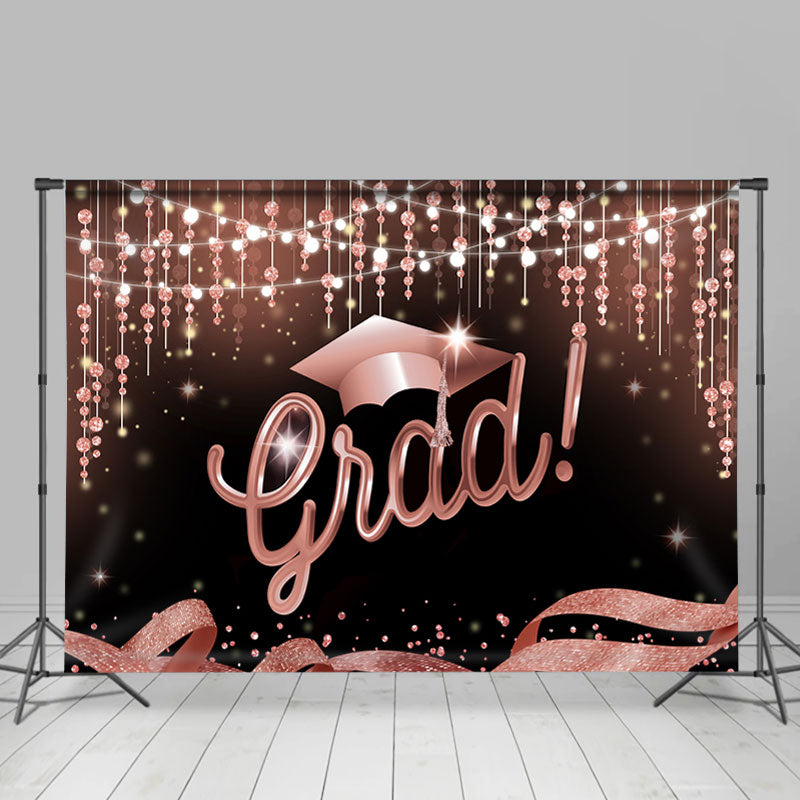 Lofaris Congrats Grad Class of 2022 Graduation Party Decor Pink Backdrop for Girls
