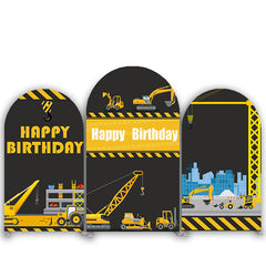 Lofaris Contruction Truck Happy Birthday Arch Backdrop Kit