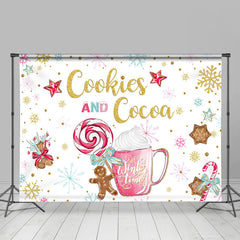 Lofaris Cookie and Cocoa Snowflake Cnady Christmas Backdrop for Party