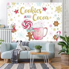 Lofaris Cookie and Cocoa Snowflake Cnady Christmas Backdrop for Party