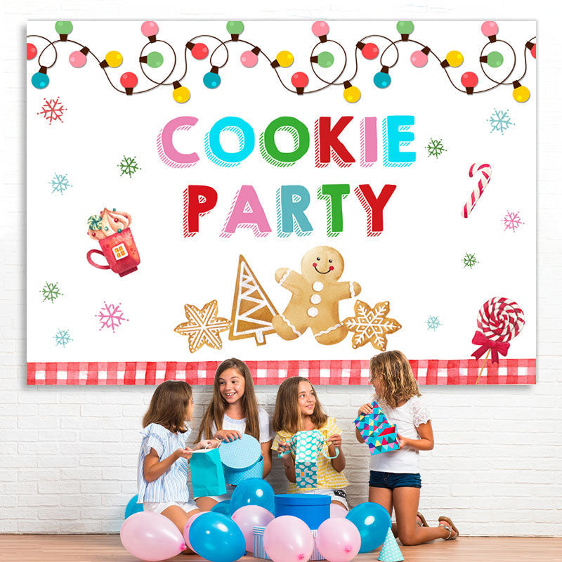 Lofaris Cookie Party Snowflake Christmas Tree Lights Backdrop