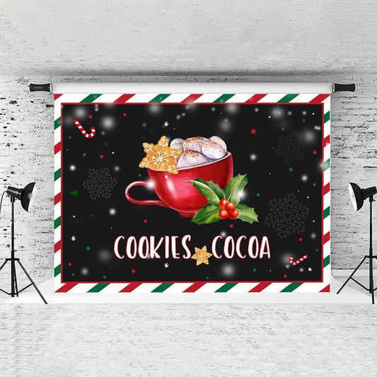 Lofaris Cookies Cocoa Red Cup Snowflake Christmas Backdrop