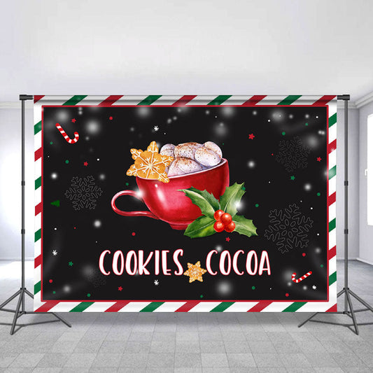 Lofaris Cookies Cocoa Red Cup Snowflake Christmas Backdrop
