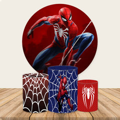Lofaris Cool Spiderman Round Birthday Party Backdrop Kit For Boy