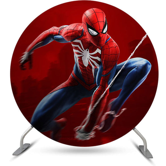 Lofaris Cool Spiderman Round Birthday Party Backdrop Kit For Boy