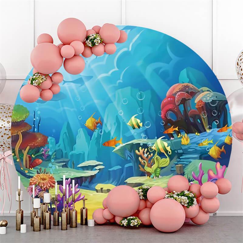 Lofaris Coral And Whale Under The Sea World Circle Backdrop