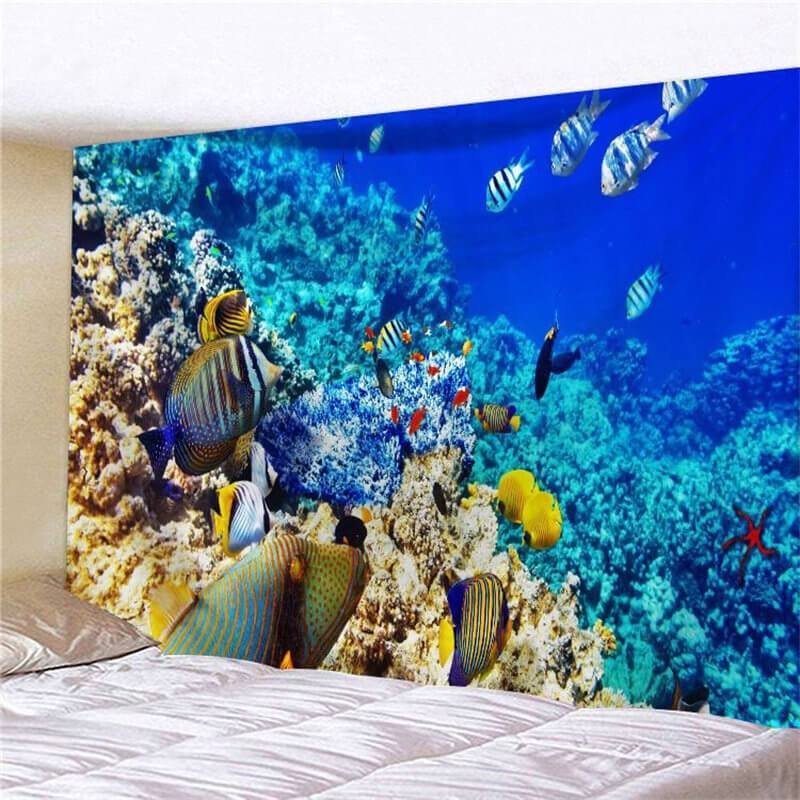 Lofaris Coral Fish 3D Printed Room Dorm Decoration Wall Tapestry