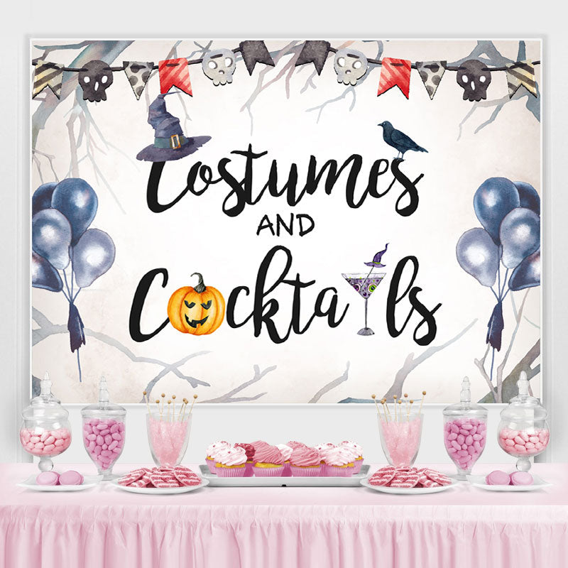 Lofaris Costumer and Cocktails Bule Balloon Halloween Backdrop