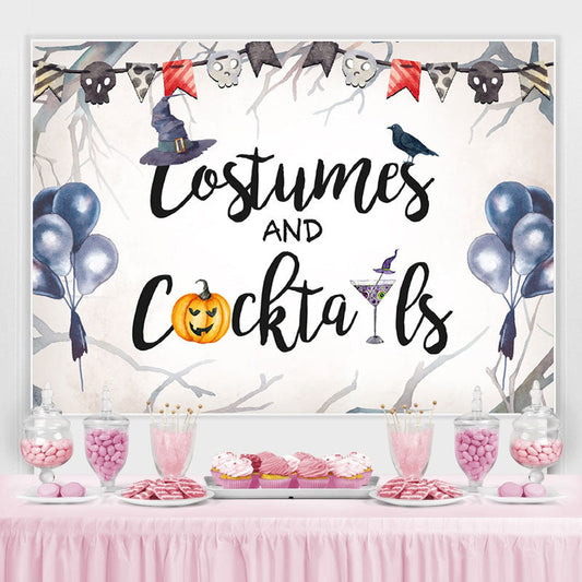 Lofaris Costumer and Cocktails Bule Balloon Halloween Backdrop