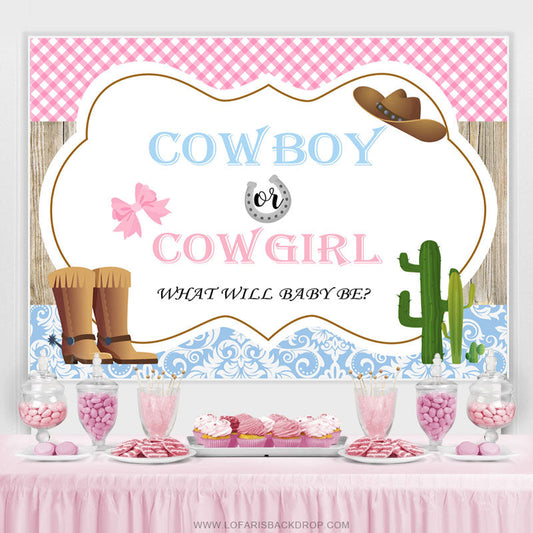 Lofaris Cowboy Or Cowgirl What Will Be Baby Shower Backdrop