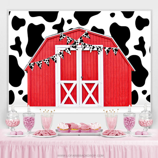 Lofaris Cowboy Red Farm Theme Simple Happy Birthday Backdrop