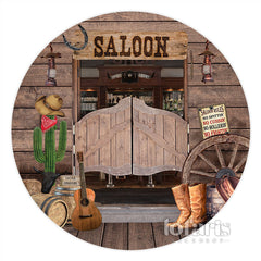 Lofaris Cowboy Saloon Bar Theme Round Wood Birthday Backdorp