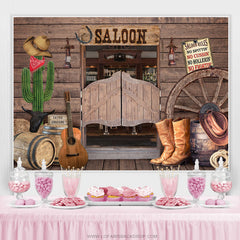 Lofaris Cowboy Saloon Bar Themed Wooden Happy Birthday Backdrop