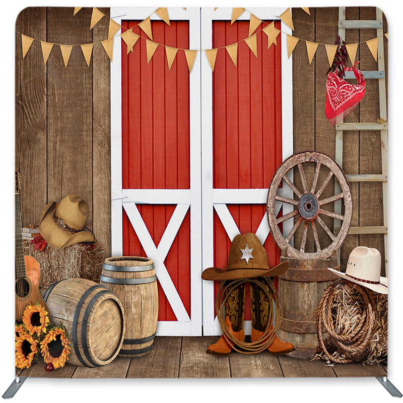 Lofaris Cowboy Theme Wood Double-Sided Backdrop for Birthday