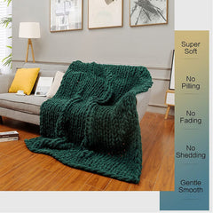 Lofaris Cozy Peacock Green Chunky Knitted Weighted Blanket