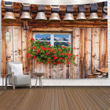 Load image into Gallery viewer, Lofaris Cozy Wooden Cabin Floral Architecture Wall Tapestry