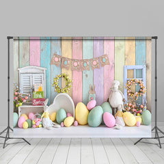 Lofaris Creamy Colorful Wall And Eggs Spring Easter Backdrop
