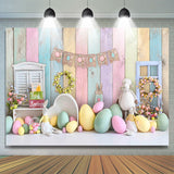 Load image into Gallery viewer, Lofaris Creamy Colorful Wall And Eggs Spring Easter Backdrop