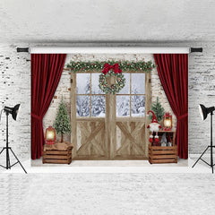 Lofaris Curtain Christmas Wreath Backdrop For Party
