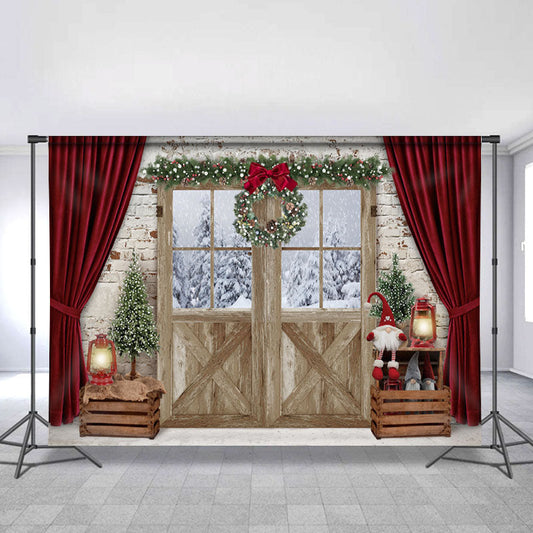 Lofaris Curtain Christmas Wreath Backdrop For Party