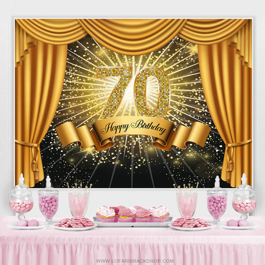 Lofaris Curtain Glitter 70 Simple Happy Birthday Backdrop