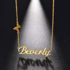 Lofaris Custom 18k Gold Plated Butterfly Name Necklace