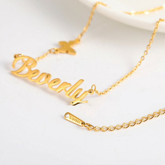 Lofaris Custom 18k Gold Plated Butterfly Name Necklace