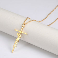 Lofaris Custom 18k Gold Plated Gothic Cross Name Necklace