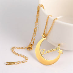 Lofaris Custom 18k Gold Plated Moon Star Name Necklace