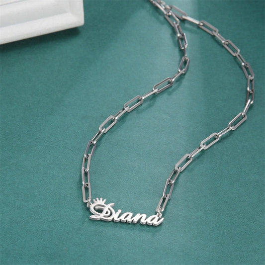 Lofaris Custom 18k Gold Plated Paper Clip Chain Name Necklace