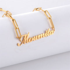 Lofaris Custom 18k Gold Plated Paper Clip Chain Name Necklace