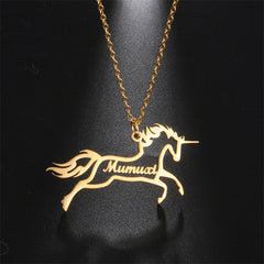Lofaris Custom 18k Gold Plated Unicorn Name Necklace