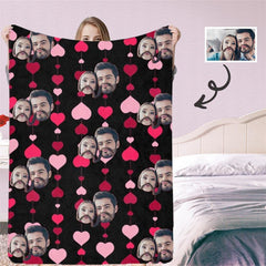 Lofaris Custom Couple Face Love Heart Soft Micro Fleece Blanket