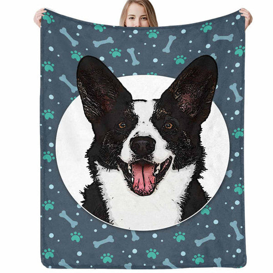 Lofaris Custom Dog Paw Portrait Photo Soft Blanket For Gift