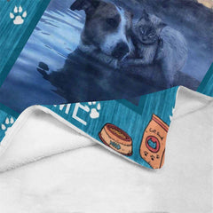 Lofaris Custom Dog Photo Name Blue Fleece Blanket