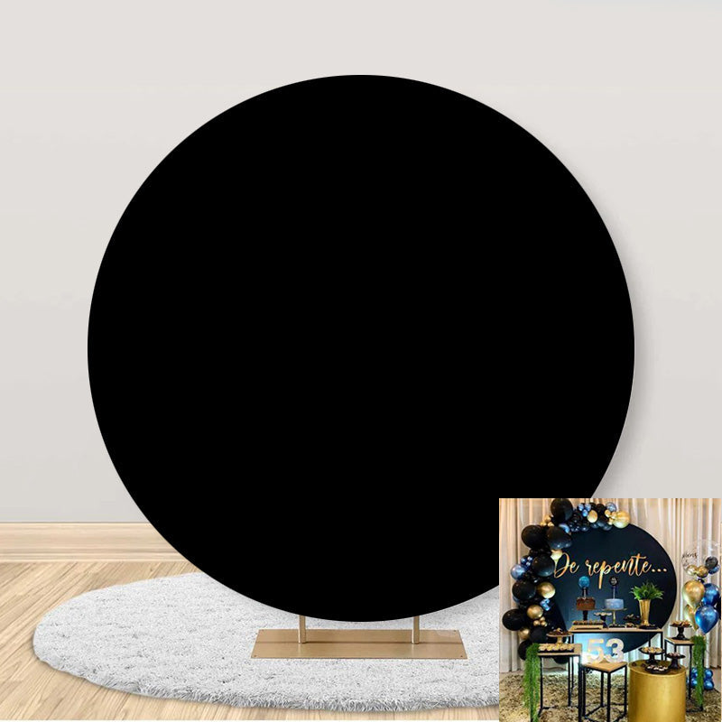Lofaris Custom Party Black Round Cover Fabric Backdrop