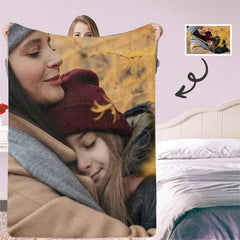 Lofaris Custom Photo Mom & Daughter Fleece Blanket for Gift