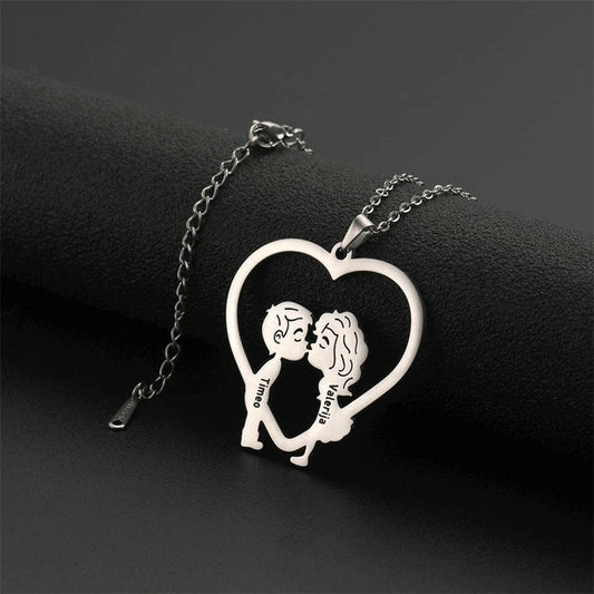 Lofaris Custom Sweet Boy And Girl 18k Gold Plated Name Necklace