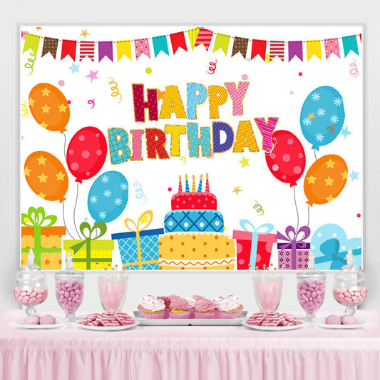 Lofaris Cute And Lovely Balloon Gifts Happy Birthday Backdrop