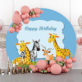 Load image into Gallery viewer, Lofaris Cute Animals With Glassland Round Birthday Backdrop