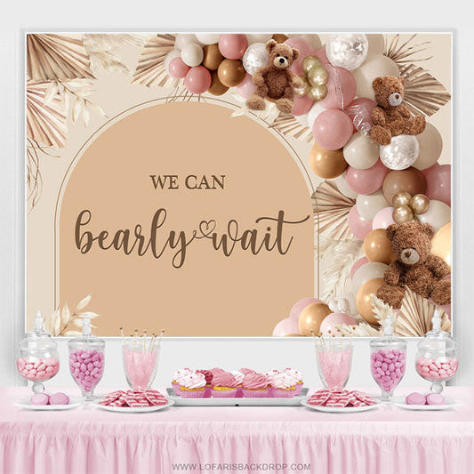 Lofaris Cute Brown Teddy Bear Baby Shower Backdrop For Party