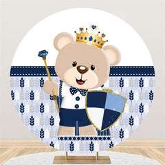 Lofaris Cute Cartoon Bear Baby Shower Round Backdrop For Party