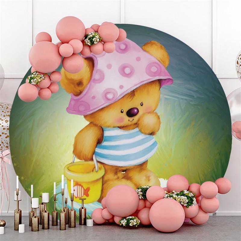 Lofaris Cute Cartoon Bear Bokeh Round Backdrops for Baby