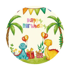 Lofaris Cute Dinosaur Balloons Circle Happy Birthday Backdrop