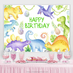 Lofaris Cute Dinosaur Plants Happy Birthday Backdrop For Boy
